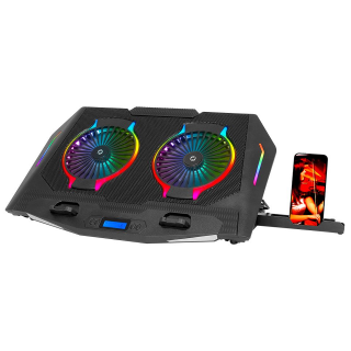 FRISBY FNC-5250ST 2 adet x 14cm Fan, RGB Aydınlatma, 10"-17" Gaming Notebook  Soğutucu, 5 Kademeli Stand, İşlevsel Telefon Tutucu (Siyah) -  BizdeHesapli.Com
