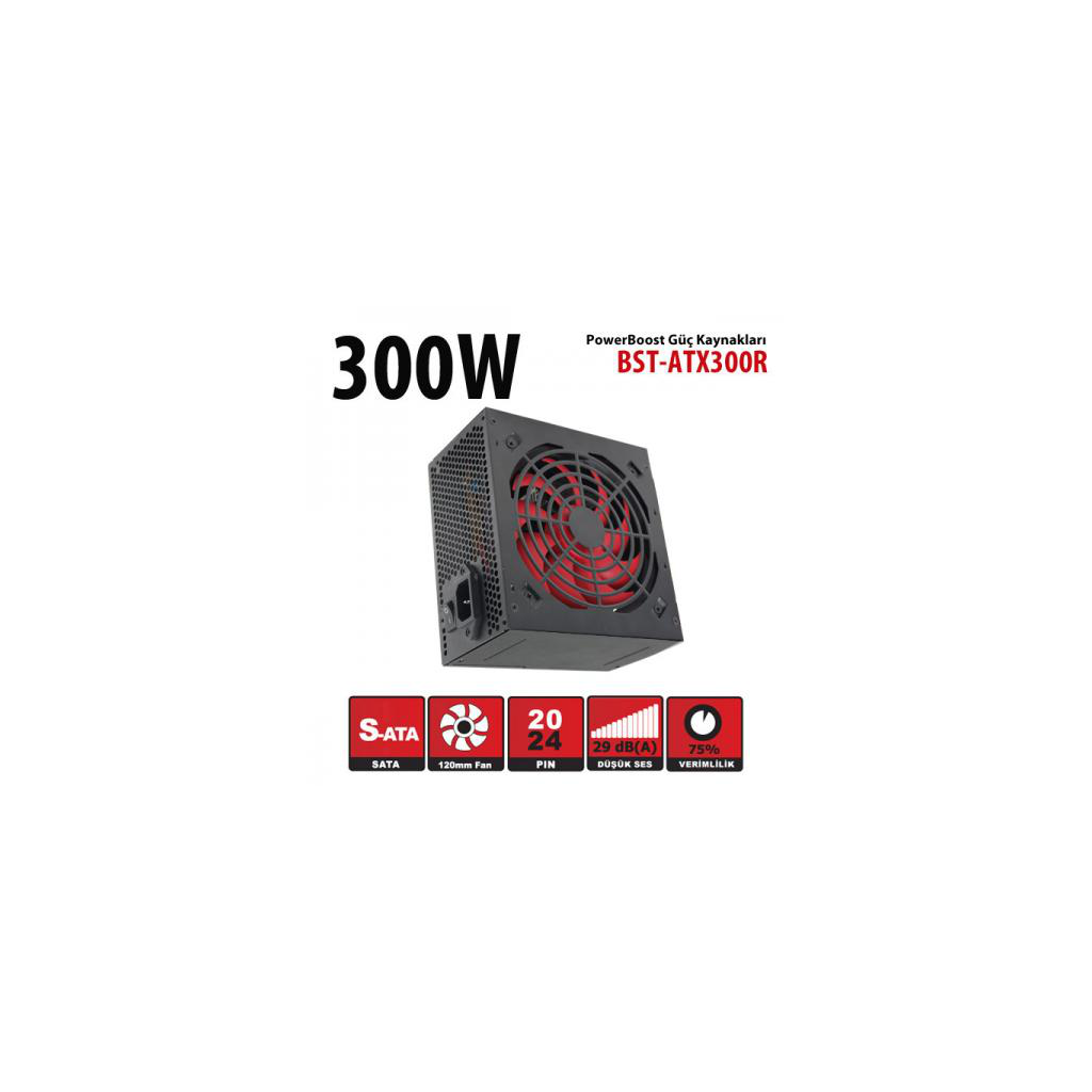 BOOST BST-ATX300R 300W, Sata, 12cm Fan, BOX PSU - BizdeHesapli.Com