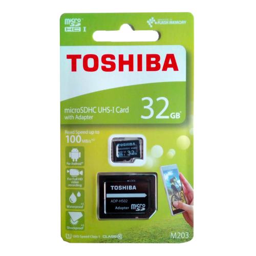 TOSHIBA 32GB MICRO SDHC UHS-1 C10 100MB/sn-M203 (SD Adaptörlü) -  BizdeHesapli.Com